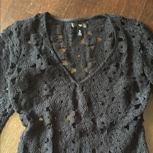 Aqua Black Crochet Swim Coverup